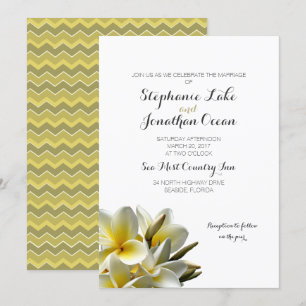 White Plumeria Hawaiian Flowers Wedding Invitation Kaart
