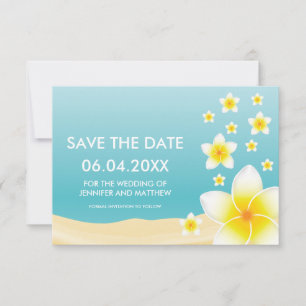 White Plumeria Tropical Wedding Save the Date
