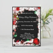 White Poinsettia Christmas Party Invitation (Debout devant)