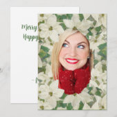 White Poinsettia Garden - Verticale fotoplatte kaa Feestdagenkaart (Voorkant / Achterkant)