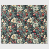 White Poinsettia Holiday Cadeaupapier (Vlak)