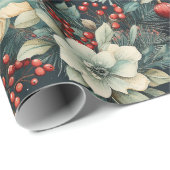 White Poinsettia Holiday Cadeaupapier (Rol Hoek)