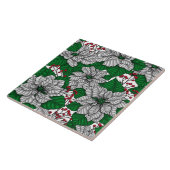 White poinsettia, kerstpatroon tegeltje (Zijkant)