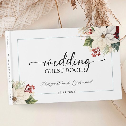 White Poinsettia Rustic Winter Wedding Livre d'inv