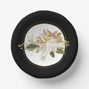 White Poinsettias & Faux Gold Glitter Leaves Papieren Kommen