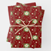 White Poinsettias on Red Background Inpakpapier Vel (In situ)