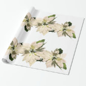 White Pointsettia Flowers Kerstfeestdag Cadeaupapier (Uitgerold)