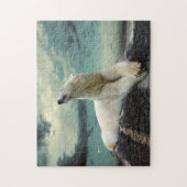 White Polar Beer Hunter op rock Legpuzzel (Verticaal)