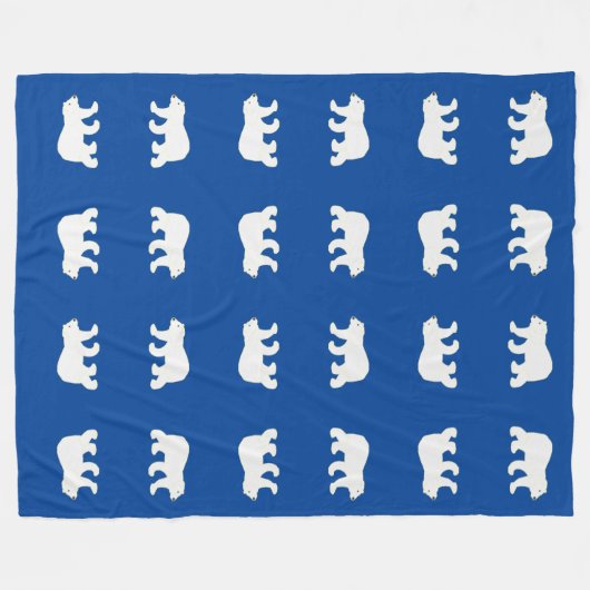 White Polar Beer Pattern Fleece Deken (Voorkant (Horizontaal))