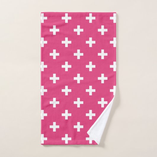 White polka crosses on fuchsia (Serviette à main)