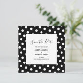 White Polka Dot Elegant Calligraphy Save the Date (Staand voorkant)