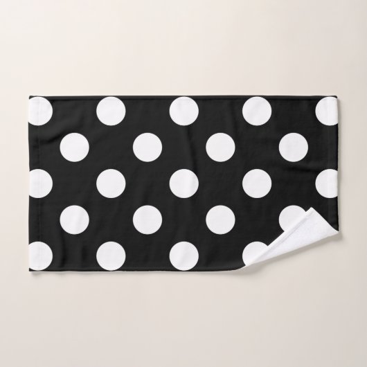 White Polka Dot on Black Pattern Bad Handdoek (Handdoek)