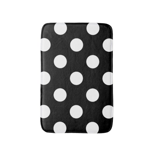 White Polka Dot on Black Pattern Badmat (Voorkant Verticaal)