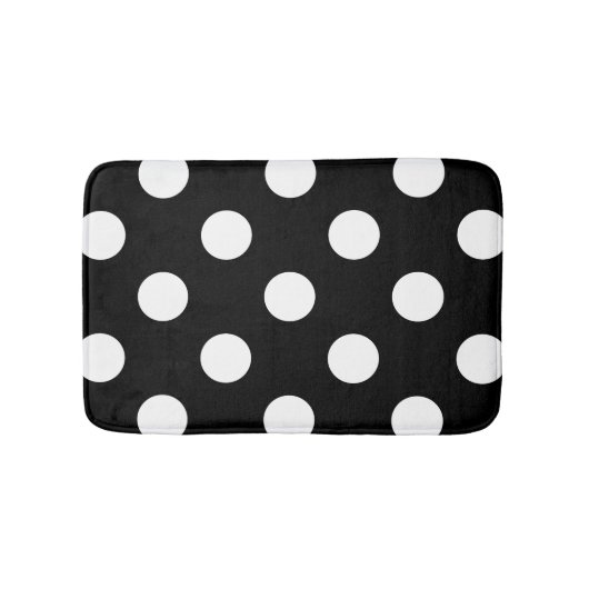 White Polka Dot on Black Pattern Badmat (Voorkant)