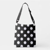 White Polka Dot on Black Pattern Crossbody Tas (Voorkant)