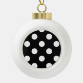 White Polka Dot on Black Pattern Keramische Bal Ornament (Voorkant)