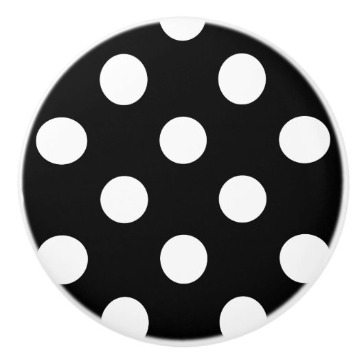 White Polka Dot on Black Pattern Keramische Knop (Voorkant)