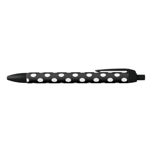 White Polka Dot on Black Pattern Zwarte Inkt Pen (Bovenkant)