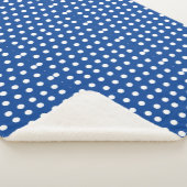 White Polka Dot on Blue Background Sherpa Deken (3/4)