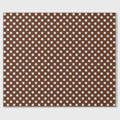 White Polka Dot on Brown Medium Space Cadeaupapier (Vlak)
