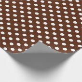 White Polka Dot on Brown Medium Space Cadeaupapier (Hoek)
