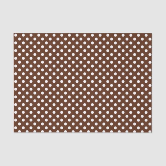 White Polka Dot on Brown Tissue Paper Tissuepapier (Voorkant)