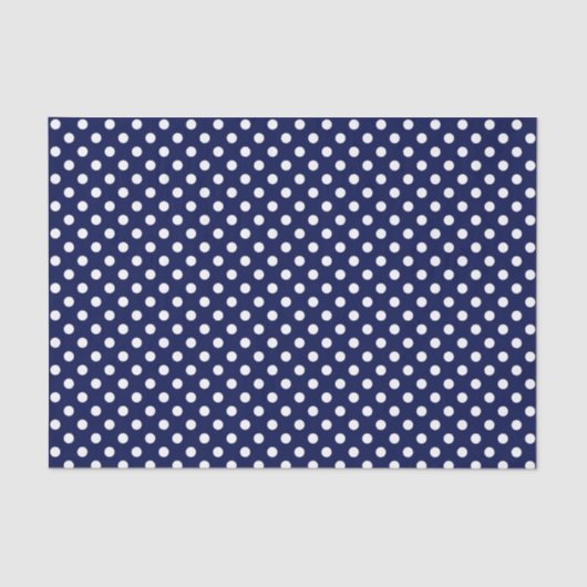 White Polka Dot on Navy Blue Tissue Paper Tissuepapier (Voorkant)