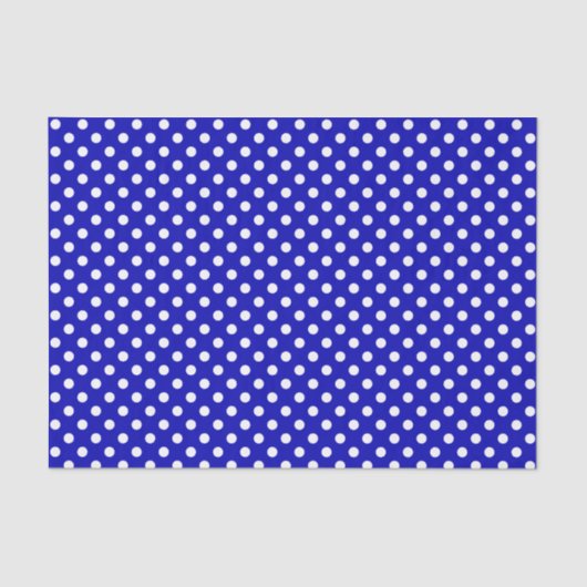 White Polka Dot over Royal Blue Tissue Paper Tissuepapier (Voorkant)