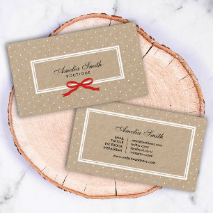 White Polka Dot Red Ribbon Social Media Kraft Visitekaartje