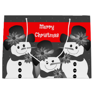 White Polka Dot Snowman Merry Kerstmis Groot Cadeauzakje