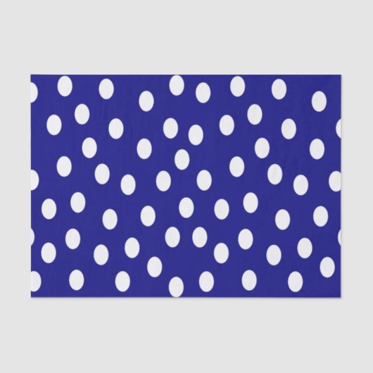 White Polka Dots Blue Tissuepapier (Voorkant)