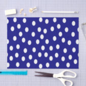 White Polka Dots Blue Tissuepapier (Craft)