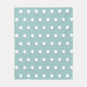 White Polka Dots Geometric Pattern Eggshell Blue Fleece Deken