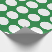 White Polka Dots Green Cadeaupapier (Hoek)