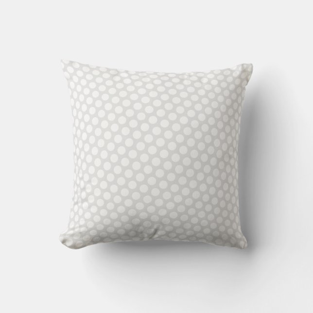 White Polka Dots Light Grey Custom Gift Buitenkussen (Voorkant)