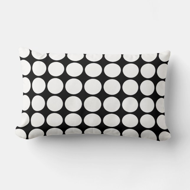 White Polka Dots on Black Kussen (Voorkant)