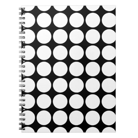 White Polka Dots on Black Notitieboek (Voorkant)