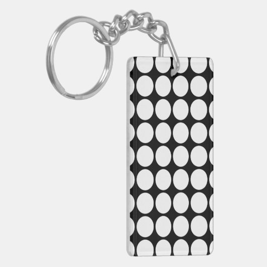White Polka Dots on Black Sleutelhanger (Voorkant Links)