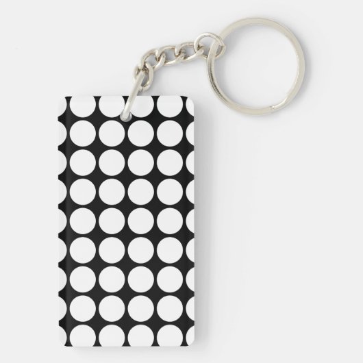 White Polka Dots on Black Sleutelhanger (achterkant)