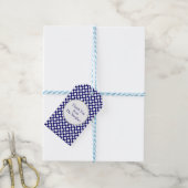 White Polka Dots on Blue Custom Hartelijk dank Lab Cadeaulabel (Met Touw)