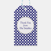 White Polka Dots on Blue Custom Hartelijk dank Lab Cadeaulabel (Voorkant)