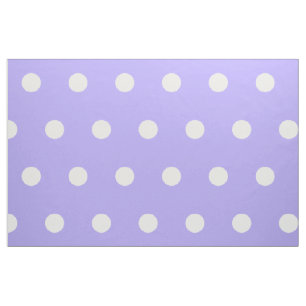 White Polka Dots on Blue Lila Stof
