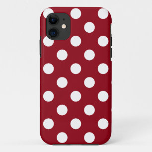 White Polka Dots on Crimson Red iPhone 11 Hoesje