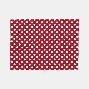 White Polka Dots on Crimson Red Fleece Deken