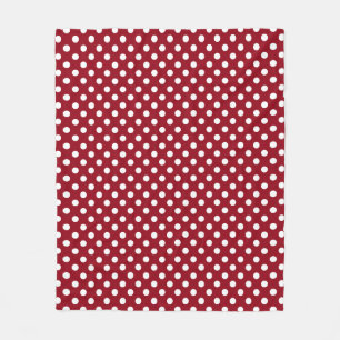 White Polka Dots on Crimson Red Fleece Deken