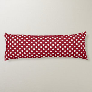 White Polka Dots on Crimson Red Lichaamskussen