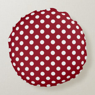 White Polka Dots on Crimson Red Rond Kussen