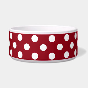 White Polka Dots on Crimson Red Voerbakje
