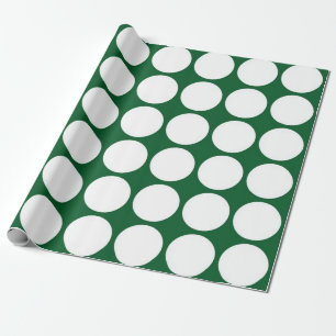White Polka Dots on Green Cadeaupapier