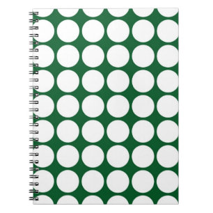 White Polka Dots on Green Notitieboek